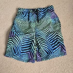 Kanu  Surf Men's Neon Geo Athletic Swim Shorts - Blue, Green, Purple